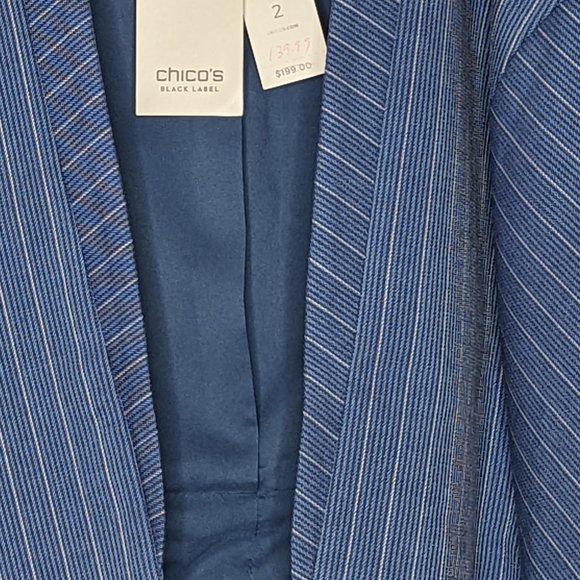 NWT Chico's "Black Label" Pin Stripe Blazer Winter Lake Blue (2) - Picture 2 of 6